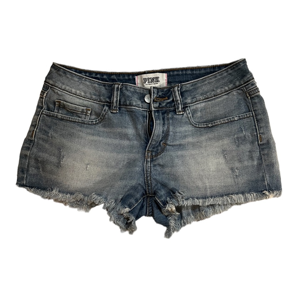 High waisted pink jean shorts